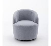 Rotating Barrel Design Lounge Chair in Soft Teddy Boucle with Ergonomic Backrest 360° Swivel Plush Recliner for Living Room Bedroom Office & Lounge (Light Gray)