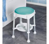 Rotating Bath Seat | 360° Padded, Waterproof Bathroom Seat with Non-Slip Feet, Height Adjustable Legs & Handy Shelf | H42-60cm