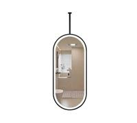 Rotating Bathroom Mirror with LED Lights, Ceiling-Mounted Double-Sided Design for Flexible Illumination