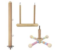 Rotating Bird Perch Toy - 360 Degree Rotating 3-in1 Fun Swing Stand | Parrot Toy Stand , Natural Wood Bird Swing Perch for Parrot Macaw BudgieS