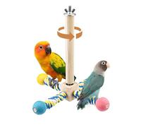 Rotating Bird Stand Perch Toy, Natural Wood Spinning Parakeet Toy, Fun Wheel Parrot Toys for Parrot, Bird Cage Wooden Branch Accessories for Budgies, Lovebirds, Cockatiels