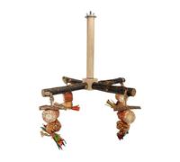 Rotating Bird Strong Toy, Rotating Perch Toy, Cockatiel Rotating Perches for Cage, Wooden Spin Visibility Toy for Small Medium Cocoa