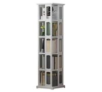 Rotating Bookcase Floor Shelf Solid Wood Movable Living(White,160.6 * 36cm)