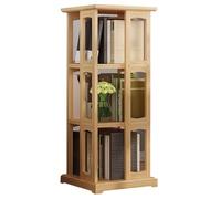 Rotating Bookcase Floor Shelf Solid Wood Movable Living(Wood Color,100.6 * 36cm)