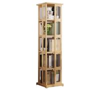 Rotating Bookcase Floor Shelf Solid Wood Movable Living(Wood Color,160.6 * 36cm)
