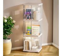 Rotating Bookshelf, 360° Adjustable Bookcase, Round or Square Design, Modern Decor Storage Rack for Home, Office, Living Room - White (1.68m/66.1in)