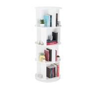 Rotating bookshelf Round Storage Unit 12 Compartments Easy Assembly MDF Material
