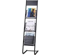 Rotating brochure display stand,Floor-Standing Magazine Rack & Brochure Display Stand - L-Shaped Metal Orga for Easy Assembly and Space-Saving Storage in Home or Office