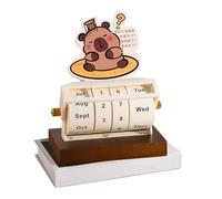 Rotating Calendar Perpetual Calendar Rotating Calendar Creative Capybara Wheel Wooden Calendar Date Display Calendar Month of the Week Decorative Desk Calendar for Accesso