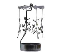Rotating Candle Holder | Metal Carousel Candle Tea Light Holder With Tray | Silver Golden Home Table Holiday Decoration