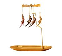 Rotating Candle Holder with Tray, Gold Candle Spining Metal Holder for Christmas, Valentine's Day, Party Table Decor, Gift (Gold Elves)