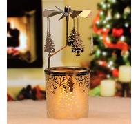 Rotating Candle Holders Spinning Tealight Holder Carousel Silver Christmas Tree Candleholders with Sliver Plated Home Decoration for Spa, Gift for Mom Wife Birthday-6 ¼ Inch Tall (RT-E01)