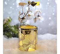 Rotating Candle Holders Spinning Tealight Holder Silver Carousel Candleholders with Plated Love Owl Ginkgo Stars Sea Horse Decoration for Home, Gift for Wedding Mom Wife Bride Birthday