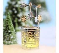 Rotating Candle Holders Spinning Tealight Holder Silver Carousel Candleholders with Plated Love Owl Ginkgo Stars Seahorse Decoration for Home, Gift for Wedding Mom Wife Bride Birthday