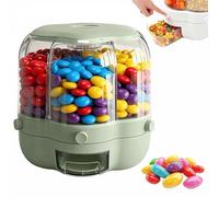 Rotating Candy Dispenser with 6 Compartments, Large-Capacity Transparent Storage Container for Snacks, Rice, and Grains