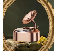 Rotating Car Freshener Diffuser with Phonograph Form Factor and Solar Panel Driven Operation for Neutralization (Gold Gardenia)