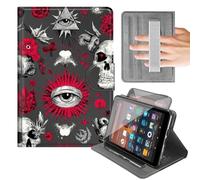 Rotating Case for 6'' Kindle 10th Generation 2019 Release (Model No. J9G29R),Built-in Hand Strap Horizontal & Vertical Stand Cover with Auto Wake/Sleep,Skull Eyes Design
