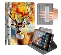 Rotating Case for 6'' Kindle 10th Generation 2019 Release (Model No. J9G29R),Built-in Hand Strap Horizontal & Vertical Stand Cover with Auto Wake/Sleep,Autumn Forest Deer Design