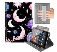 Rotating Case for 6'' Kindle 10th Generation 2019 Release (Model No. J9G29R),Built-in Hand Strap Horizontal & Vertical Stand Cover with Auto Wake/Sleep,Pink Sun Moon Galaxy Design