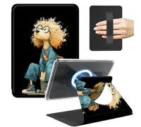 Rotating Case for 6" Kindle Paperwhite 10th Generation (2018 Release) with Hand Strap,Removable Magnetic Leather Cover,360° Swivel Stand Clear Shell,Lonely Curly-Haired Dog Design