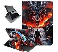 Rotating Case for 7" Kindle Paperwhite 12th Gen (2024) & Colorsoft Signature,Horizontal & Vertical Stand Cover with Auto Wake/Sleep,Fire Dragon Warrior