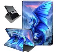 Rotating Case for 7" Kindle Paperwhite 12th Gen (2024) & Colorsoft Signature,Horizontal & Vertical Stand Cover with Auto Wake/Sleep,Dragon Blue