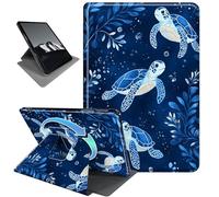 Rotating Case for 7" Kindle Paperwhite 12th Gen (2024) & Colorsoft Signature,Horizontal & Vertical Stand Cover with Auto Wake/Sleep,Blue Turtles Pattern