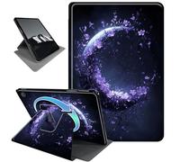 Rotating Case for Amazon Fire HD 10 (2023 Release & 2021 Release),Horizontal & Vertical Stand Cover with Auto Wake/Sleep,Flowers Crescent Moon