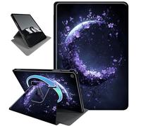 Rotating Case for Amazon Fire HD 8 Tablet (8th / 7th / 6th Generation - 2018, 2017 and 2016 Release) 8",Horizontal & Vertical Stand Cover with Auto Wake/Sleep,Flowers Crescent Moon