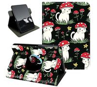 Rotating Case for Fire HD 10 and 10 Plus Tablet (13th Generation 2023) | 360 Stand Protective Cover Auto Sleep Wake Slim Shell,Red Mushroom Head Cats