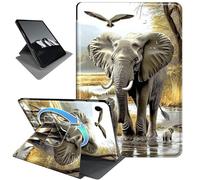 Rotating Case for Galaxy Tab A9+/A9 Plus 11 inch 2023,Horizontal & Vertical Stand Cover with Auto Wake/Sleep,Elephant Herd Family