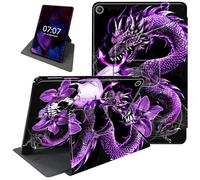 Rotating Case for iPad 10.2 Case for iPad 9th Generation 2021, for iPad 8th Gen Case 2020/iPad 7th Gen 2019, 360 Degree Rotating Smart Stand Fold Case with Auto Wake/Sleep, Purple Dragon Skull