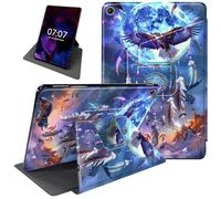 Rotating Case for iPad 10.2 Case for iPad 9th Generation 2021, for iPad 8th Gen Case 2020/iPad 7th Gen 2019, 360 Degree Rotating Smart Stand Fold Case with Auto Wake/Sleep, Moon Hawk Wolf