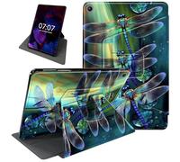 Rotating Case for iPad 10.2 Case for iPad 9th Generation 2021, for iPad 8th Gen Case 2020/iPad 7th Gen 2019, 360 Degree Rotating Smart Stand Fold Case with Auto Wake/Sleep, Green Dragonfly