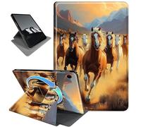 Rotating Case for iPad 6th/5th Generation 9.7 Inch 2018/2017,Horizontal & Vertical Stand Cover with Auto Wake/Sleep,Running Horses