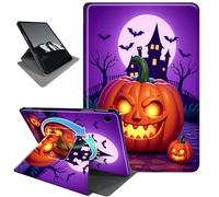 Rotating Case for iPad 6th/5th Generation 9.7 Inch 2018/2017,Horizontal & Vertical Stand Cover with Auto Wake/Sleep,Pumpkin Haunted House