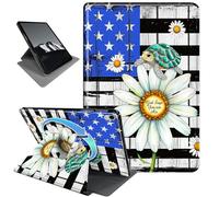 Rotating Case for iPad Air 11-inch (M2/M3) 2024/2025 & iPad Air 5th/4th Gen 10.9 Inch,Horizontal & Vertical Stand Cover with Auto Wake/Sleep,Turtle Floral Flag