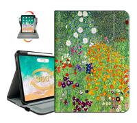 Rotating Case for iPad Air 11 Inch M3/M2, for iPad Air 5th/4th Generation Cases,for iPad Pro 11 Inch Case 4th/3rd/2nd/1st Generation Pencil Holder/Hand Strap/Pocket 360 Degree Rotating, Flower Garden