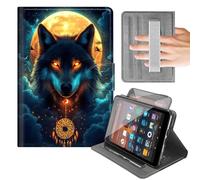 Rotating Case for iPad Air 13" M3 2025/M2 2024 & iPad Pro 12.9 6th/5th/4th Gen,Protective Cover with 360 Stand,Hand Strap,Auto Wake/Sleep,Slim Rugged Shell,Dream Catcher Wolf