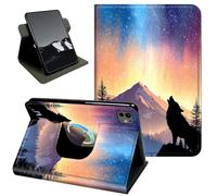 Rotating Case for iPad Pro 11 inch 2026/2025/2024,360 Stand Protective Cover Auto Sleep Wake Slim Shell,Northern Lights Wolf Design