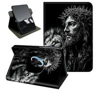 Rotating Case for iPad Pro 11 inch 2026/2025/2024,360 Stand Protective Cover Auto Sleep Wake Slim Shell,Jesus Lion Design