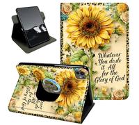 Rotating Case for iPad Pro 11 inch 2026/2025/2024,360 Stand Protective Cover Auto Sleep Wake Slim Shell,Sunflower God Quotes Design