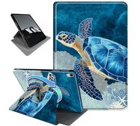 Rotating Case for iPad Pro 12.9 Inch 2022/2021 / iPad Air 13 2024/2025,Horizontal & Vertical Stand Cover with Auto Wake/Sleep,Blue Sea Turtle