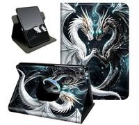 Rotating Case for iPad Pro 13 inch 2026/2025/2024,360 Stand Protective Cover Auto Sleep Wake Slim Shell,Black White Dragons Design