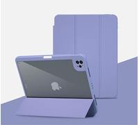 Rotating Case for iPad Pro2018 12.9 inch, 2-in-1 Detachable Transparent Cover and Semi-Silicone Protective Case with Pen Holder, Lightweight Stand Cover Auto Sleep and Wake Up (Purple)