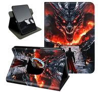 Rotating Case for Kindle Fire Max 11 Case (13th Generation,2023 Release),360 Stand Protective Cover Auto Sleep Wake Slim Shell,Fire Dragon Warrior Design