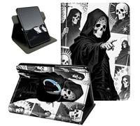 Rotating Case for Kindle Fire Max 11 Case (13th Generation,2023 Release),360 Stand Protective Cover Auto Sleep Wake Slim Shell,Black Skeleton Warrior Design
