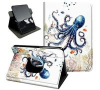 Rotating Case for Kindle Paperwhite 12th Gen 2024 & Colorsoft Signature Edition 7",360 Stand Protective Cover Auto Sleep Wake Slim Shell,Deep Sea Blue Octopus Design