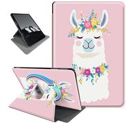 Rotating Case for Kindle Scribe 10.2" 2022 & 2024 Released,Horizontal & Vertical Stand Cover with Auto Wake/Sleep,Pink Cute Alpaca
