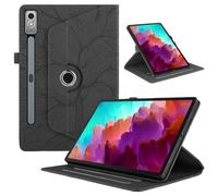 Rotating Case for Lenovo Tab P12 12.7 Inch 2023, 360° Swivel PU Leather Cover Lightweight Multi-Angle Flip Stand with Pen Holder for Model SM-TB370FU/TB371FC-Black